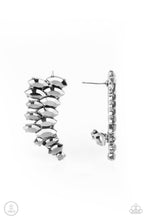 Load image into Gallery viewer, Explosive Elegance - Silver Hematite Marquise Cut Ear Crawler Earrings - Demetra's Bling Boutique
