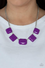 Load image into Gallery viewer, Instant Mood Booster - Purple Acrylic Frame Necklace - Demetra's Bling Boutique
