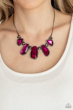 Load image into Gallery viewer, Cosmic Cocktail - Pink Hematite Rhinestone Gunmetal Necklace - Demetra's Bling Boutique
