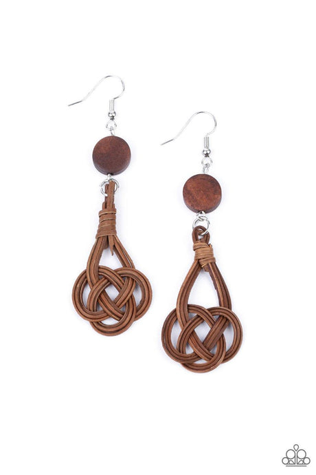 Twisted Torrents - Brown Wicker Like Earrings - Demetra's Bling Boutique