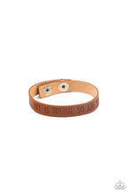 Load image into Gallery viewer, Life is Tough - Brown Leather  Band Stamped "Life Is Tough"  Bracelet - Demetra's Bling Boutique
