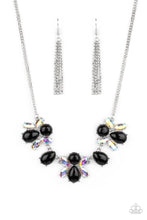 Load image into Gallery viewer, Galaxy Gallery - Black Bead Iridescent Rhinestone Silver Necklace - Demetra's Bling Boutique

