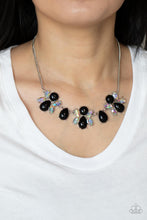 Load image into Gallery viewer, Galaxy Gallery - Black Bead Iridescent Rhinestone Silver Necklace - Demetra's Bling Boutique
