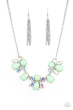 Load image into Gallery viewer, Galaxy Gallery - Green Mint Bead Iridescent Rhinestone Silver Necklace - Demetra's Bling Boutique
