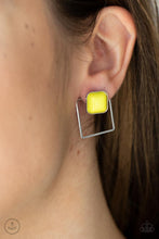 Load image into Gallery viewer, FLAIR and Square - Yellow Square Earrings - Demetra's Bling Boutique
