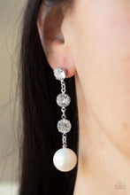 Load image into Gallery viewer, Yacht Scene - White Rhinestone and Pearl Earrings - Demetra's Bling Boutique
