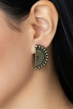 Load image into Gallery viewer, Paparazzi Fiercely Fanned Out - Brass Earrings
