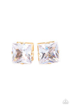 Load image into Gallery viewer, Times Square Timeless - Gold Oversized Square Rhinestone Earrings - Demetra's Bling Boutique
