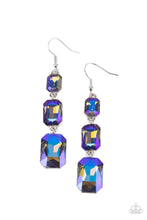 Load image into Gallery viewer, Cosmic Red Carpet - Blue UV Shimmer Emerald Cut Earrings - Demetra's Bling Boutique

