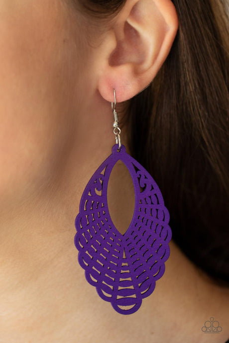 Tahiti Tankini - Purple Wooden Earrings - Demetra's Bling Boutique