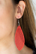 Load image into Gallery viewer, Surf Scene - Red Surfboard Like Wooden Earrings - Demetra&#39;s Bling Boutique
