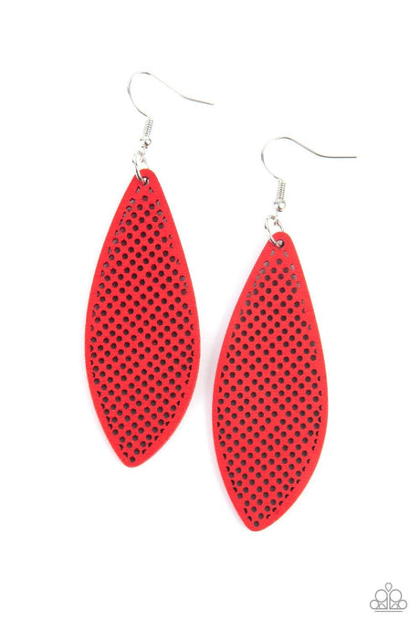 Surf Scene - Red Surfboard Like Wooden Earrings - Demetra's Bling Boutique