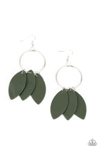 Load image into Gallery viewer, Leafy Laguna - Green Leather Frames Earrings - Demetra's Bling Boutique
