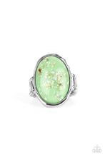 Load image into Gallery viewer, Glittery With Envy - Green Hammered Ring - Demetra's Bling Boutique
