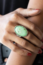 Load image into Gallery viewer, Glittery With Envy - Green Hammered Ring - Demetra's Bling Boutique
