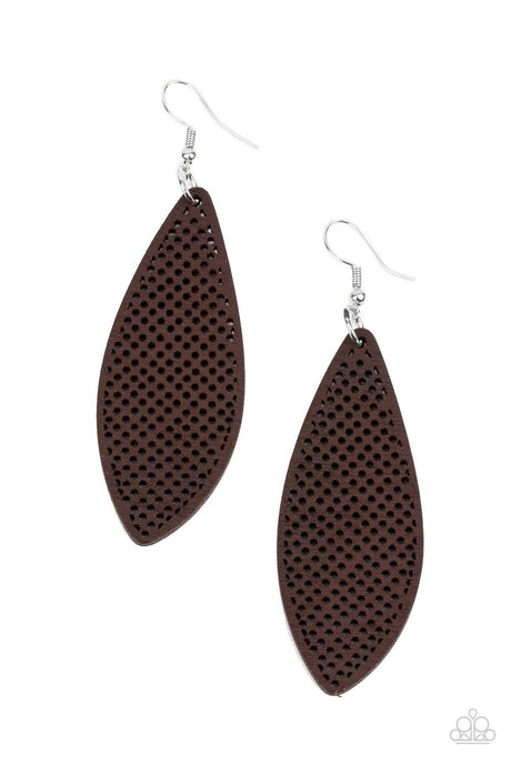 Surf Scene - Brown Surfboard Like Wooden Earrings - Demetra's Bling Boutique