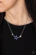 Load image into Gallery viewer, United We Sparkle - Blue Rhinestone Star Silver Necklace - Demetra's Bling Boutique
