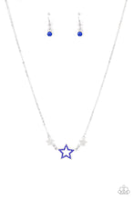 Load image into Gallery viewer, United We Sparkle - Blue Rhinestone Star Silver Necklace - Demetra's Bling Boutique
