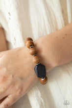 Load image into Gallery viewer, Abundantly Artisan - Black Wooden Bead and Stone Stretchy Bracelet - Demetra's Bling Boutique

