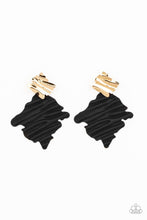 Load image into Gallery viewer, Crimped Couture - Gold Matte Finish Black Frame Link Earrings - Demetra's Bling Boutique
