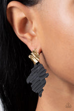 Load image into Gallery viewer, Crimped Couture - Gold Matte Finish Black Frame Link Earrings - Demetra's Bling Boutique
