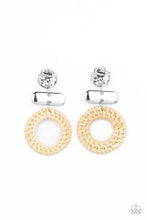 Load image into Gallery viewer, Woven Whimsicality - White Wicker Circle Silver Post Earrings - Demetra's Bling Boutique

