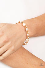 Load image into Gallery viewer, Chicly Celebrity - Gold White Pearl and Rhinestone Coil Bracelet - Demetra's Bling Boutique

