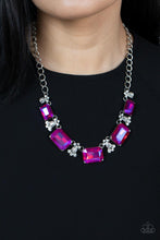 Load image into Gallery viewer, Flawlessly Famous - Pink UV Shimmer Gem Silver Necklace - Demetra's Bling Boutique
