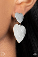 Load image into Gallery viewer, Cowgirl Crush - Silver Heart Clip-On Earrings - Demetra's Bling Boutique
