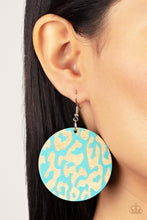 Load image into Gallery viewer, Catwalk Safari - Blue Wooden Disc Earrings - Demetra's Bling Boutique
