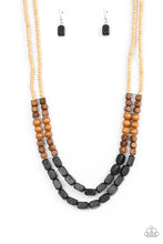Load image into Gallery viewer, Bermuda Bellhop - Black White Brown Wooden Necklace - Demetra's Bling Boutique
