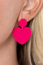 Load image into Gallery viewer, Just a Little Crush - Pink Glossy Fuschia Fedora Finish Earrings - Demetra's Bling Boutique
