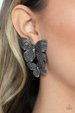 Load image into Gallery viewer, Blushing Butterflies - Silver Rustic Butterly Earrings - Demetra's Bling Boutique

