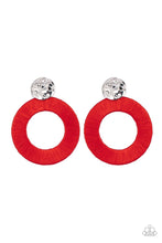Load image into Gallery viewer, Strategically Sassy - Red Thread Circle Silver Hammered Post Earrings - Demetra's Bling Boutique
