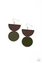 Load image into Gallery viewer, Beach Bistro - Green Acrylic Disc - Wooden Crescent Frame Earrings - Demetra's Bling Boutique
