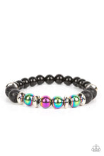 Load image into Gallery viewer, Mega Metamorphic - Multi Oil Spill Black Lava Bead Stretchy Bracelet - Demetra's Bling Boutique
