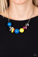 Load image into Gallery viewer, Bauble Bonanza - Multi Colored Clear Bead Silver Chunky Necklace - Demetra's Bling Boutique
