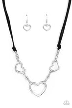 Load image into Gallery viewer, Fashionable Flirt - Black Leather Suede Corded Silver Heart Necklace - Demetra's Bling Boutique
