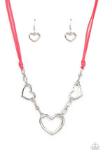 Load image into Gallery viewer, Fashionable Flirt - Pink Leather Suede Corded Silver Heart Necklace - Demetra's Bling Boutique
