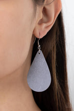 Load image into Gallery viewer, Subtropical Seasons - Silver Leather Teardrop Earrings - Demetra's Bling Boutique
