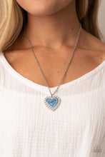 Load image into Gallery viewer, Heart Full of Luster - Blue Frame Painted Heart Necklace - Demetra's Bling Boutique
