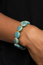 Load image into Gallery viewer, Earthy Entrada - Blue Ceramic Bead Stretchy Bracelet - Demetra's Bling Boutique
