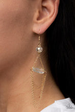 Load image into Gallery viewer, Ethereally Extravagant - Gold Chain Iridescent Gem Earrings - Demetra's Bling Boutique
