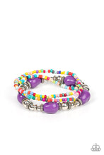 Load image into Gallery viewer, Confidently Crafty - Purple Multicolored Stretchy Bracelet - Demetra's Bling Boutique
