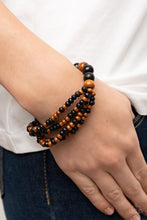 Load image into Gallery viewer, Oceania Oasis - Black and Brown Wooden Bead Stretchy Bracelet - Demetra&#39;s Bling Boutique
