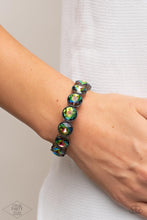 Load image into Gallery viewer, Number One Knockout - Multi Oil Spill Gem Gunmetal Stretchy Bracelet - Demetra's Bling Boutique
