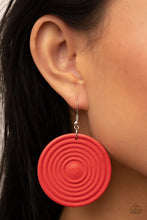 Load image into Gallery viewer, Caribbean Cymbal - Red Wooden Earrings - Demetra&#39;s Bling Boutique
