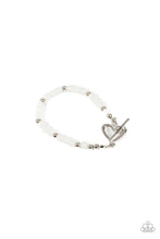Load image into Gallery viewer, Following My Heart - White Silver Heart Toggle Bracelet - Demetra's Bling Boutique
