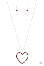 Load image into Gallery viewer, Va-Va-VALENTINE - Red Rhinestone Silver Heart Necklace - Demetra's Bling Boutique
