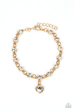 Load image into Gallery viewer, Truly Lovely - Gold Heart Rhinestone Charm Necklace - Demetra's Bling Boutique
